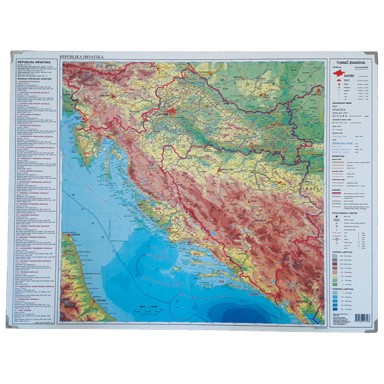 TRSAT Stolna karta Hrvatske, 64 x 49 cm, obostrana, plastificirana
