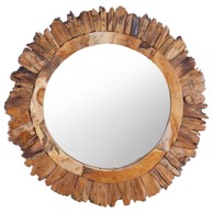 Zidno ogledalo od tikovine, 60 cm, okruglo