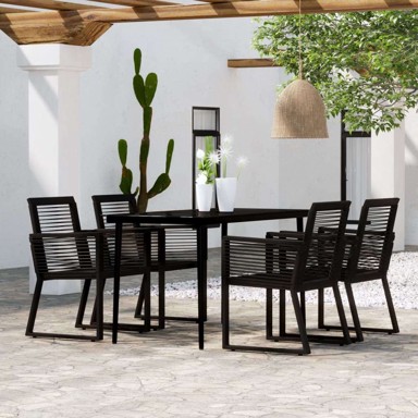 Vrtna garnitura, 5-dijelni vrtni blagovaonski set, dužina stola 140 cm, crna