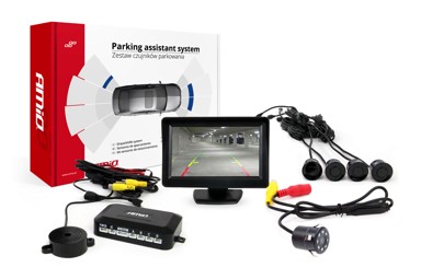 AMIO Parking senzori, 4 kom, crni, 22 mm, TFT01 4,3'' zaslon, buzzer, HD-307-IR kamera za rikverc