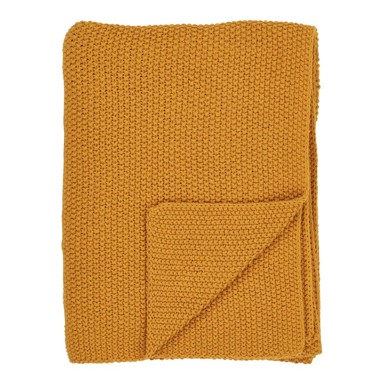  HOUSE NORDIC Žuta pletena deka od recikliranog pamuka, 130x170 cm, Santos