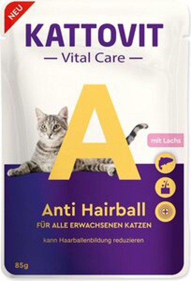 KATTOVIT Hrana za mačke Vital Care Anti Hairball, 85 g, losos