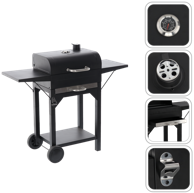 Vrtni roštilj od lijevanog željeza na ugljen s termometrom