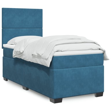 Box spring krevet s madracem plavi 90x190 cm baršunasti