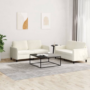 2-dijelni set sofa krem baršunasti
