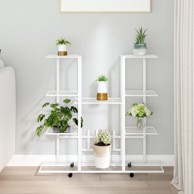Stalak za cvijeće s kotačima 94,5x24,5x 91,5 cm bijeli željezni