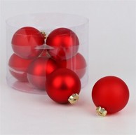 Staklene kuglice 8cm, 8 kom, crvene