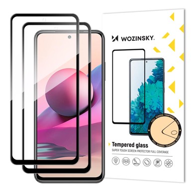 WOZINSKY 2 x kaljeno staklo puna pokrivenost s okvirom za Xiaomi Redmi Note 10 / Redmi Note 10S