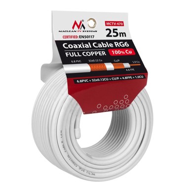 MACLEAN Koaksijalni satelitski kabel MCTV-470, RG6, 25 m