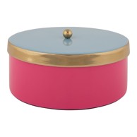 PT LIVING Ružičasta dekorativna metalna kutija za pohranu ø 16x6 cm Double Funky 