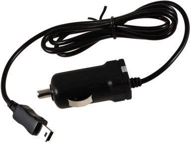 POWERY Auto punjač za navigacijske sustave s TMC antenom, 12–24 V, Mini-USB, 1000 mA