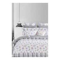 MILA HOME Posteljina 200x220 cm za bračni/produženi krevet od renforce pamuka s uključenom plahtom 4-dijelna bijela/siva