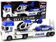 Kamion za transport policijskog automobila i helikoptera, plavi