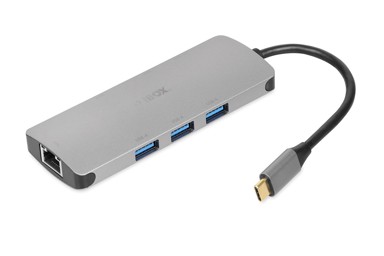 IBOX Docking stanica IUH3RJ4K, USB-C, 3x USB-A, 1x HDMI, 1x SD/microSD, 1x USB-C PD, 1x ethernet, srebrni