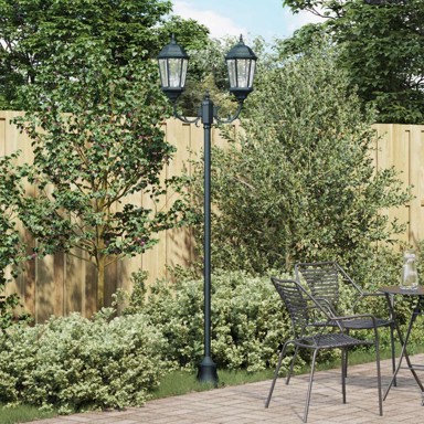 Lampa za vrt na postolju, 2 lampe, E27, 220 cm, zelena, aluminij