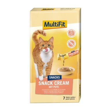 MULTIFIT Poslastica za mačke Snack-Cream, puretina i mačja trava, 7x15 g