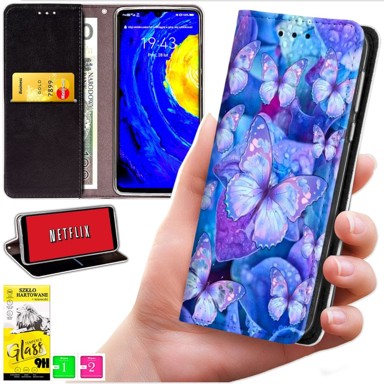 BLUEMOON Futrola tipa novčanik za Honor X5C Plus / X5C 4G - maska s uzorkom + zaštitno staklo 9H