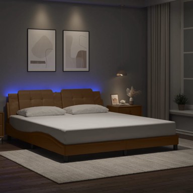 Okvir kreveta LED boja cappuccina 180 x 200 cm od umjetne kože