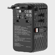 VERBATIM Charge ’n’ Travel Univerzalni putni adapter 70W 2C s uvlačivim kabelom, crni