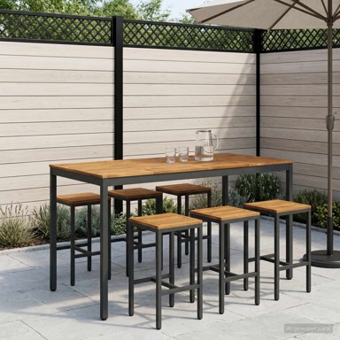 Stol za bar u vrtu 180 x 88,5 x 105 cm, prirodni i crni