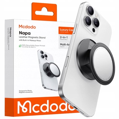 MCDODO Magnetski držač za telefon s ogledalom, sklopivi, crni