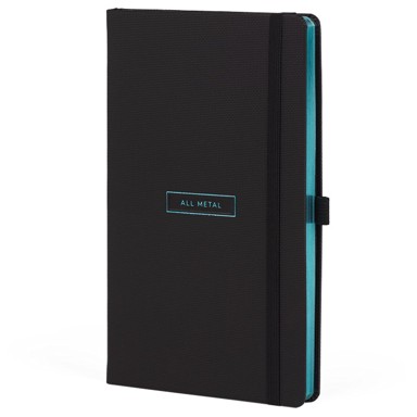 CASTELLI Notes 13 × 21 cm, crte, 96 listova, s gumicom, All Metal Tiffany, crno/tirkizni