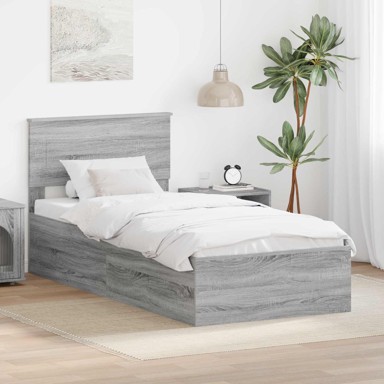 Krevetna konstrukcija 90 x 190 cm konstruirano drvo, siva sonoma