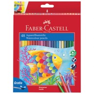 FABER-CASTELL Vodene drvene boje 114448, Aquarell, kist i šiljilo uključeni, 48 boja, blister pakiranje