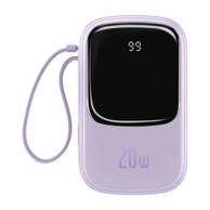 BASEUS Q Pow Digital Display Power Bank 20000 mAh, IP USB, USB-C 20W s IP kabelom, ljubičasti