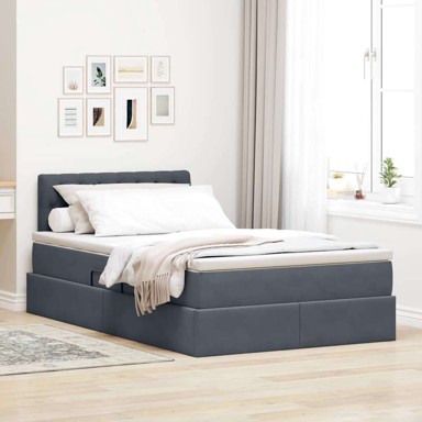 Krevet s prostorom za pohranu i LED rasvjetom 120x190 cm, tamno sivi