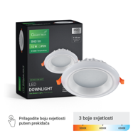 GREEN TECH LED ugradni downlight 12 W 3 CCT 3000–6500 K
