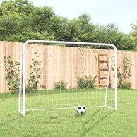Nogometni gol s mrežom, bijeli, 214x75x152 cm, čelik i poliester