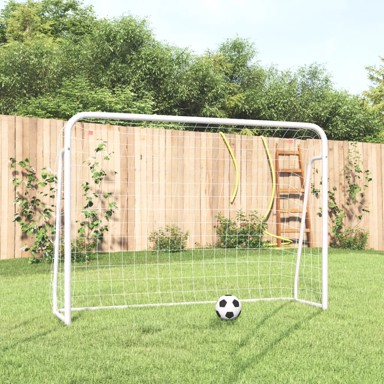 Nogometni gol s mrežom, bijeli, 214x75x152 cm, čelik i poliester