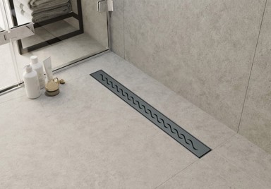 FLO Linearni odvod za tuš s perforiranom rešetkom Wave 80 cm, mat crni