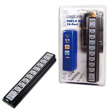 LOGILINK USB 2.0 hub, 10-portni, s napajanjem 3,5 A