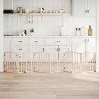 Vrata za pse s vratašcima 6 panela sklopiva 300 cm drvo topole 50 x 60 x 2 cm, prirodna