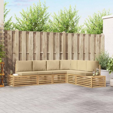 Set vanjskih sofa s jastucima 6-dijelni, bijeli i bež