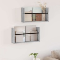 Polica za časopise s policom 2 pcs 60 x 12 x 30 cm, siva sonoma
