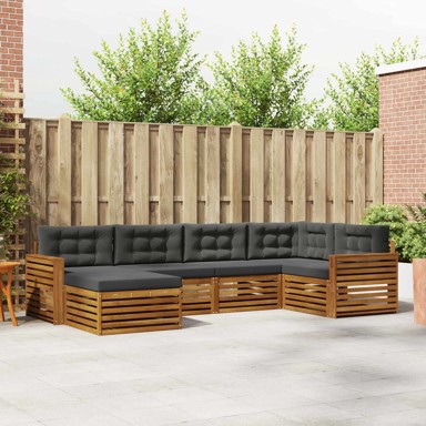 Set vanjskih sofa s jastukom, 6 kom, prirodni i antracitni