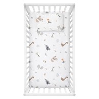 MIJOLNIR Dječja plahta od pamuka Dinozor 100x150 cm, bijela