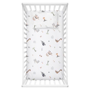 MIJOLNIR Dječja plahta od pamuka Dinozor 100x150 cm, bijela