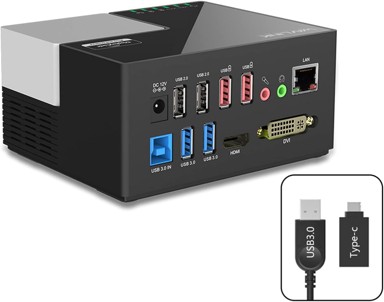 WAVLINK Priključna stanica za laptop, USB 3.0/C, HDMI, DVI/HDMI/VGA, gigabitni LAN, audio, 4 x USB, 2 x punjenje