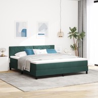 Box spring krevet s madracem super king, baršun, tamnozelena