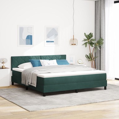 Box spring krevet s madracem super king, baršun, tamnozelena