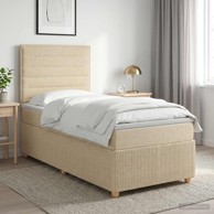 Boxspring krevet s madracem 90 x 200 cm od tkanine, krem
