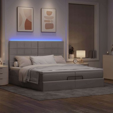 Otoman okvir kreveta s madracima, 200 x 200 cm, tkanina, sivo-smeđi