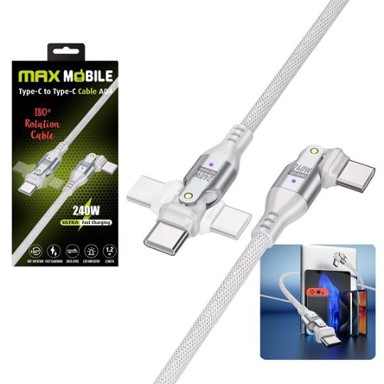 MAXMOBILE Data kabel USB-C na USB-C A04, 240 W, bijeli, 1,2 m