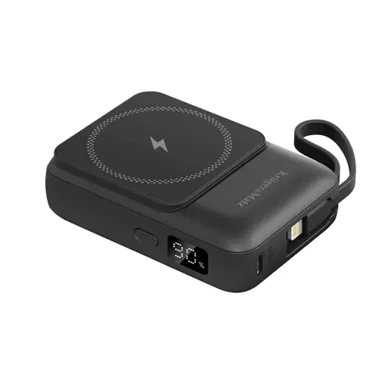 KRÜGER&MATZ Power bank indukcijski, 10000mAh, MagSafe, s kabelom, crni