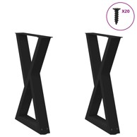 Noge za blagovaonski stol 2 kom crne 50x(72-73,3) cm čelik