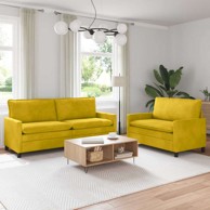 Set sofa, 2-dijelni, baršun, žuti